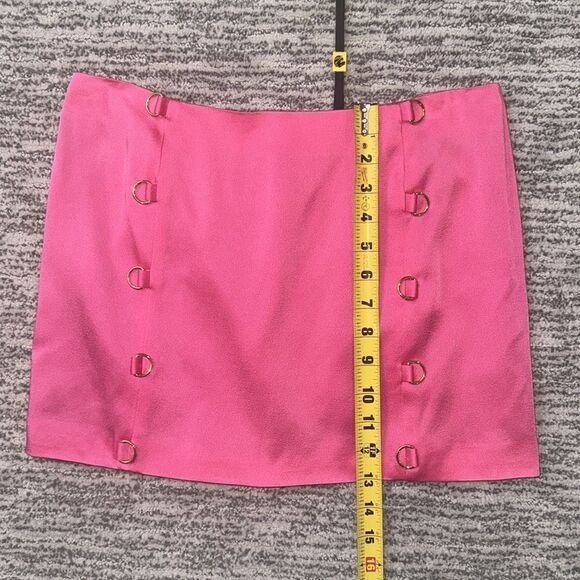NWT Dundas Women's Pink Bambi Lace-Up Satin Mini Skirt Size IT40 US4 - Picture 9 of 15